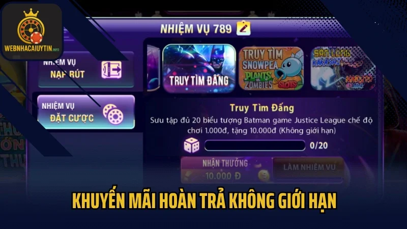 Khuyến mãi hoàn trả không giới hạn