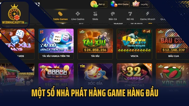 Một số nhà phát hàng game hàng đầu