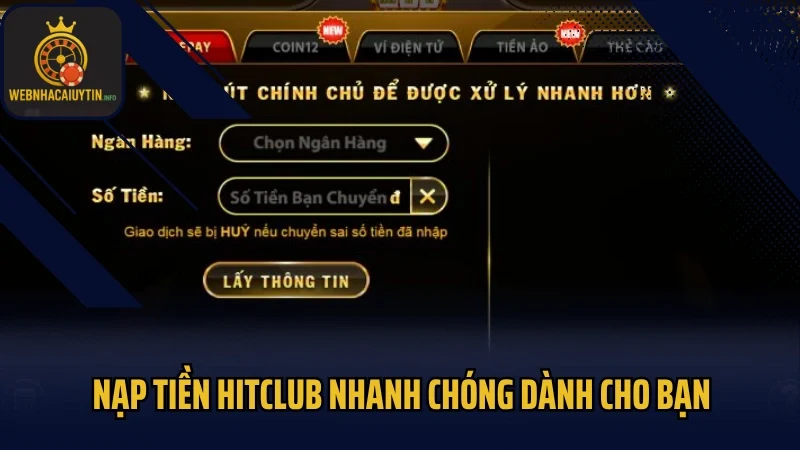 Nạp tiền Hitclub nhanh chóng dành cho bạn