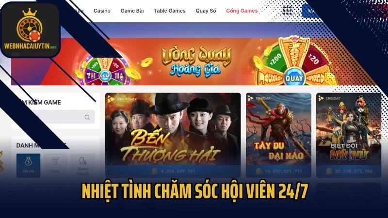 Nhiệt tình chăm sóc hội viên 24/7