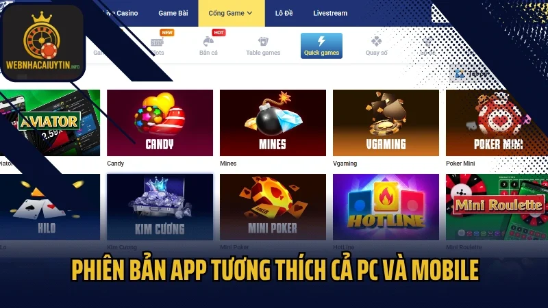 Phiên bản app tương thích cả PC và Mobile