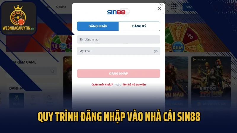 Quy trình đăng nhập vào nhà cái Sin88 cá cược đơn giản