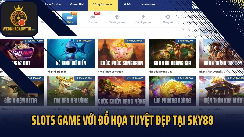 Slots game với đồ họa tuyệt đẹp tại Sky88