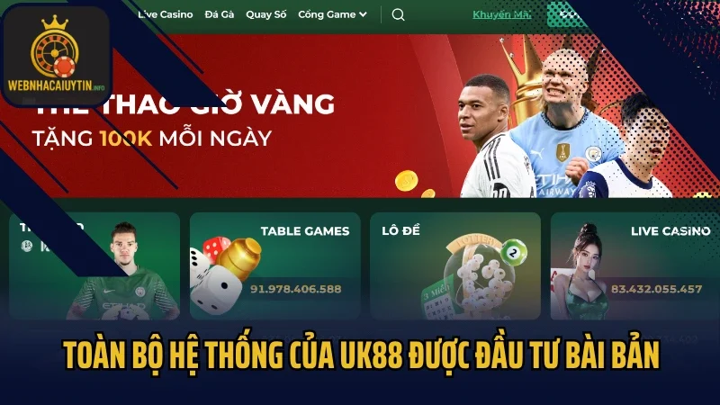 Toàn bộ hệ thống của UK88 được đầu tư bài bản