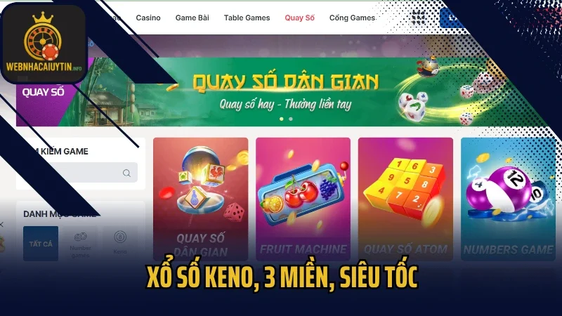 Xổ số Keno, 3 miền, siêu tốc