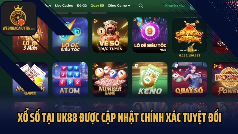 Xổ số tại UK88 được cập nhật chính xác tuyệt đối